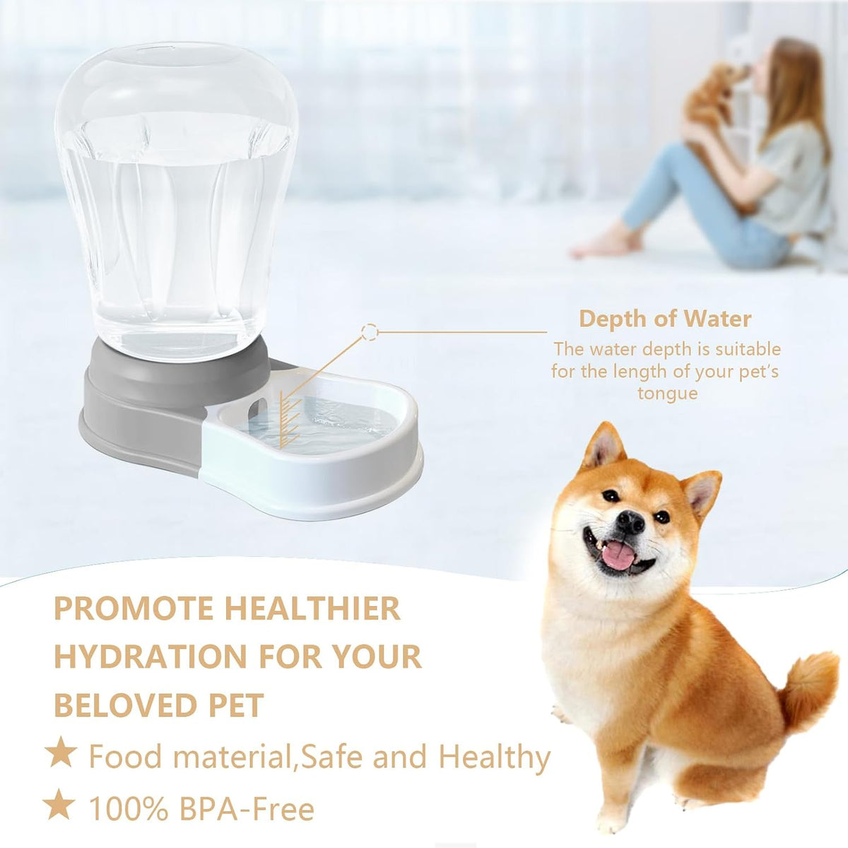 STALTWO Dispensador automático de agua para perros de 1.58 galones,...