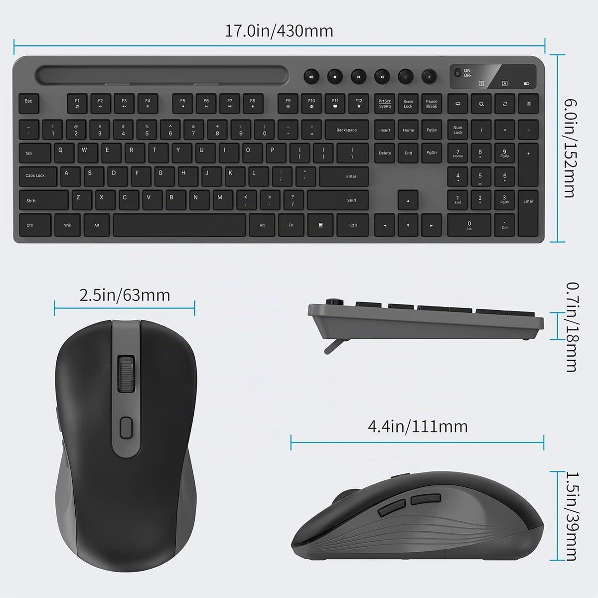 Combinación de teclado y ratón inalámbricos, MARVO 2.4G Teclado ina...