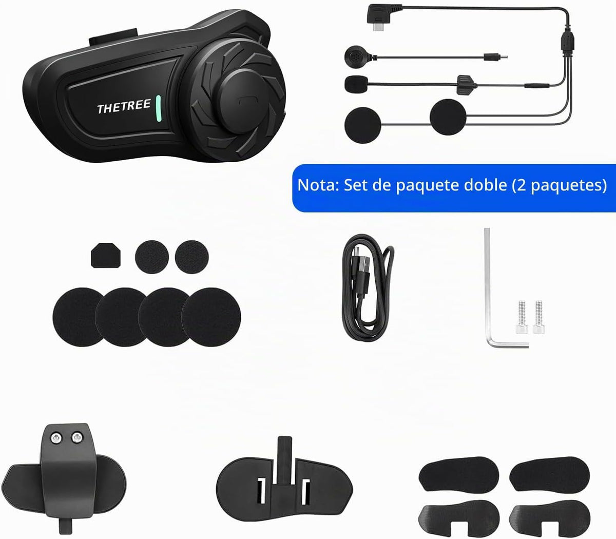 THETREE X2 - Auriculares Bluetooth para motocicleta V5.4 estéreo de...