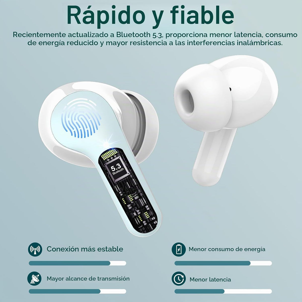 Auriculares inalámbricos, Bluetooth 5.4 Auriculares estéreo de alta...