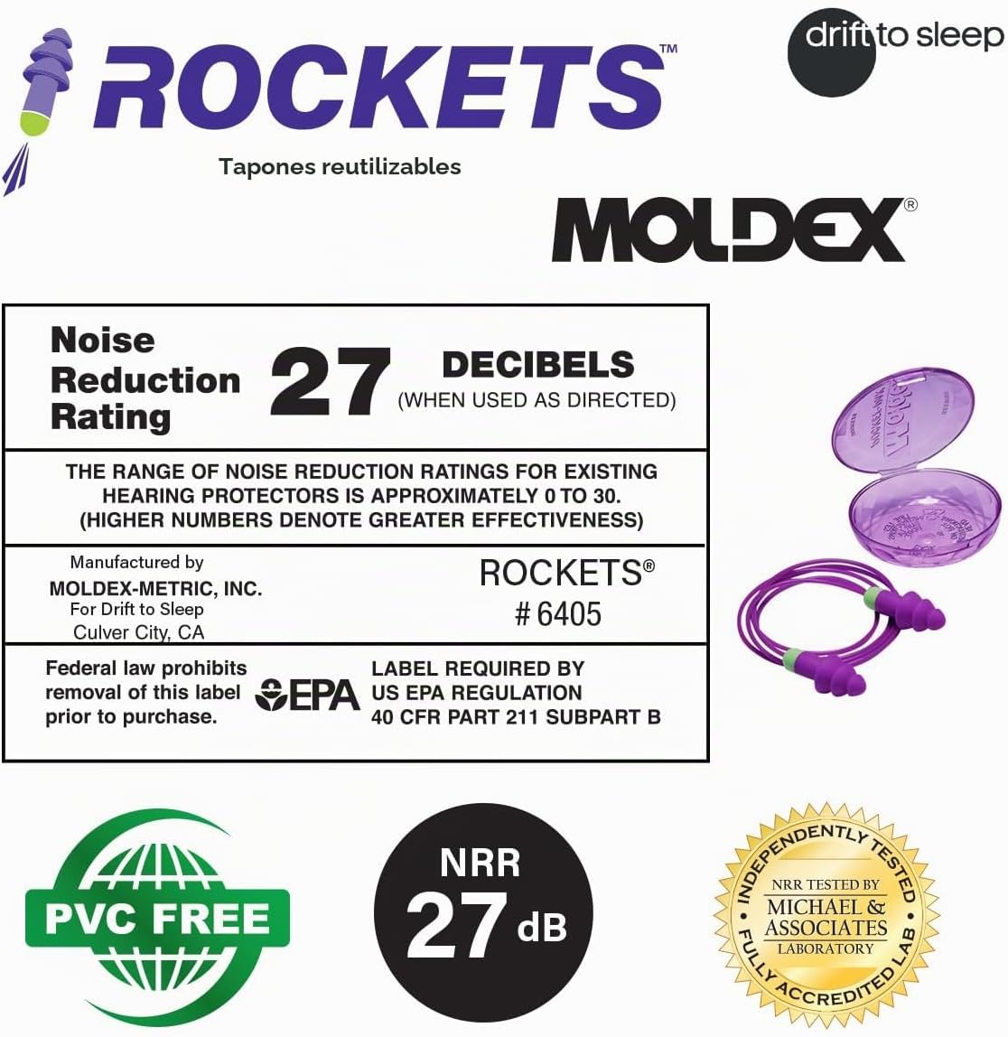 MOLDEX - Tapones para los oídos reutilizables con cable, paquete de...