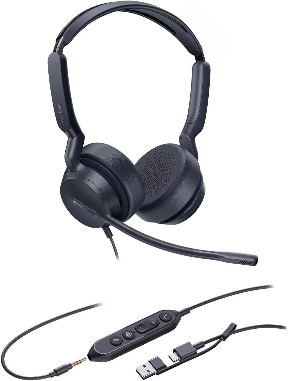 Yealink Auriculares con cable UH42 SE, USB-A\/C y 0.1 in, controles...