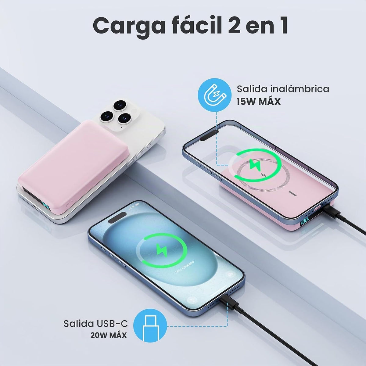 Cargador portátil magnético de 10800 mAh para batería Magsafe, banc...
