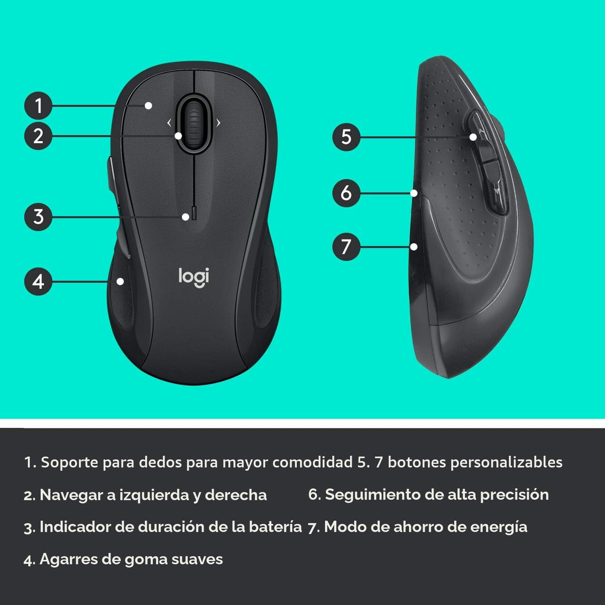 Logitech Ratón inalámbrico ambidiestro de tamaño completo M510 de 2...