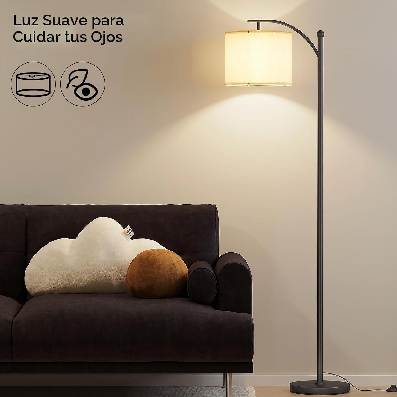 SUNMORY Lámpara de pie de arco, moderna lámpara de pie con bombilla...