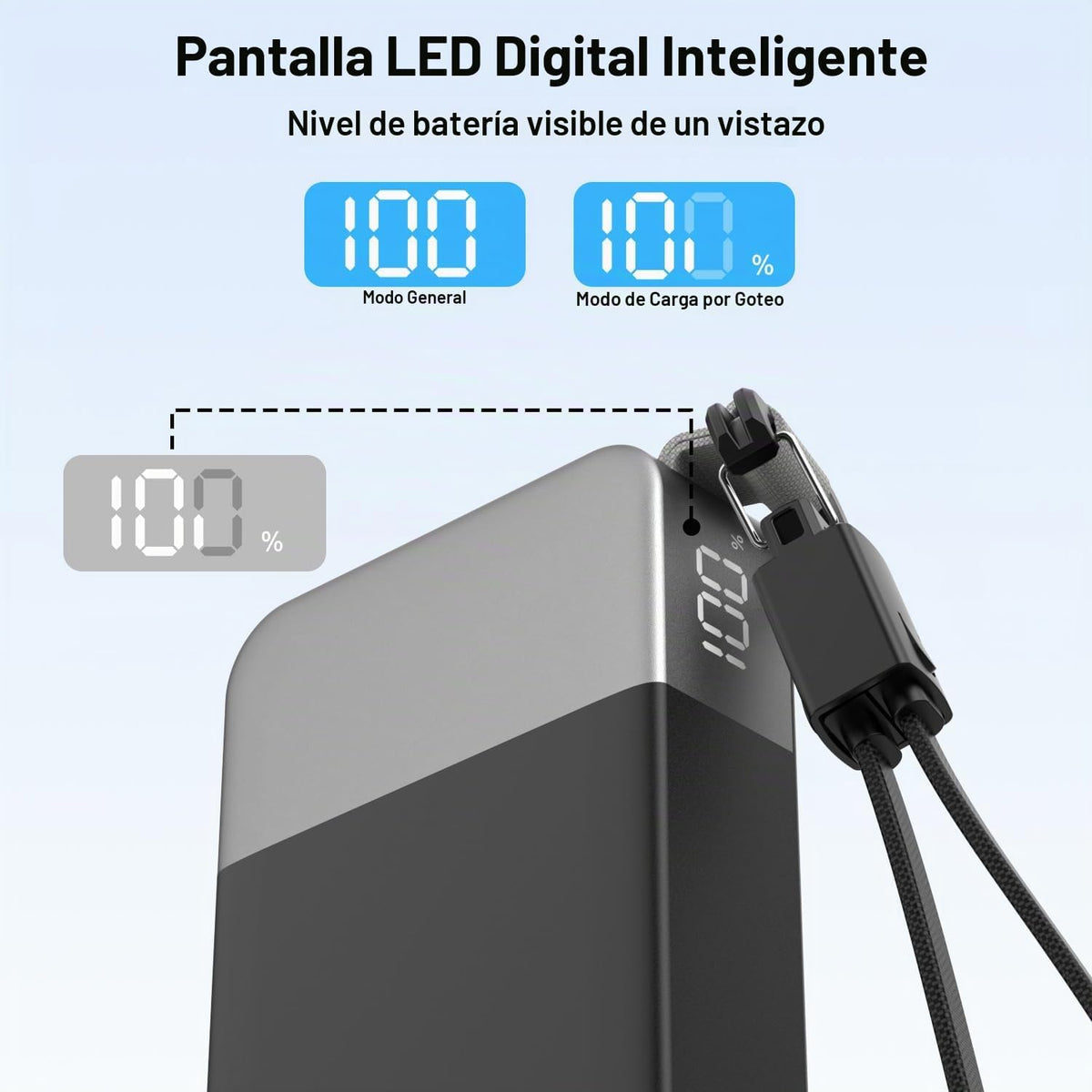 Cargador portátil NOBIS 20000mAh 65W Power Bank con cable desmontab...