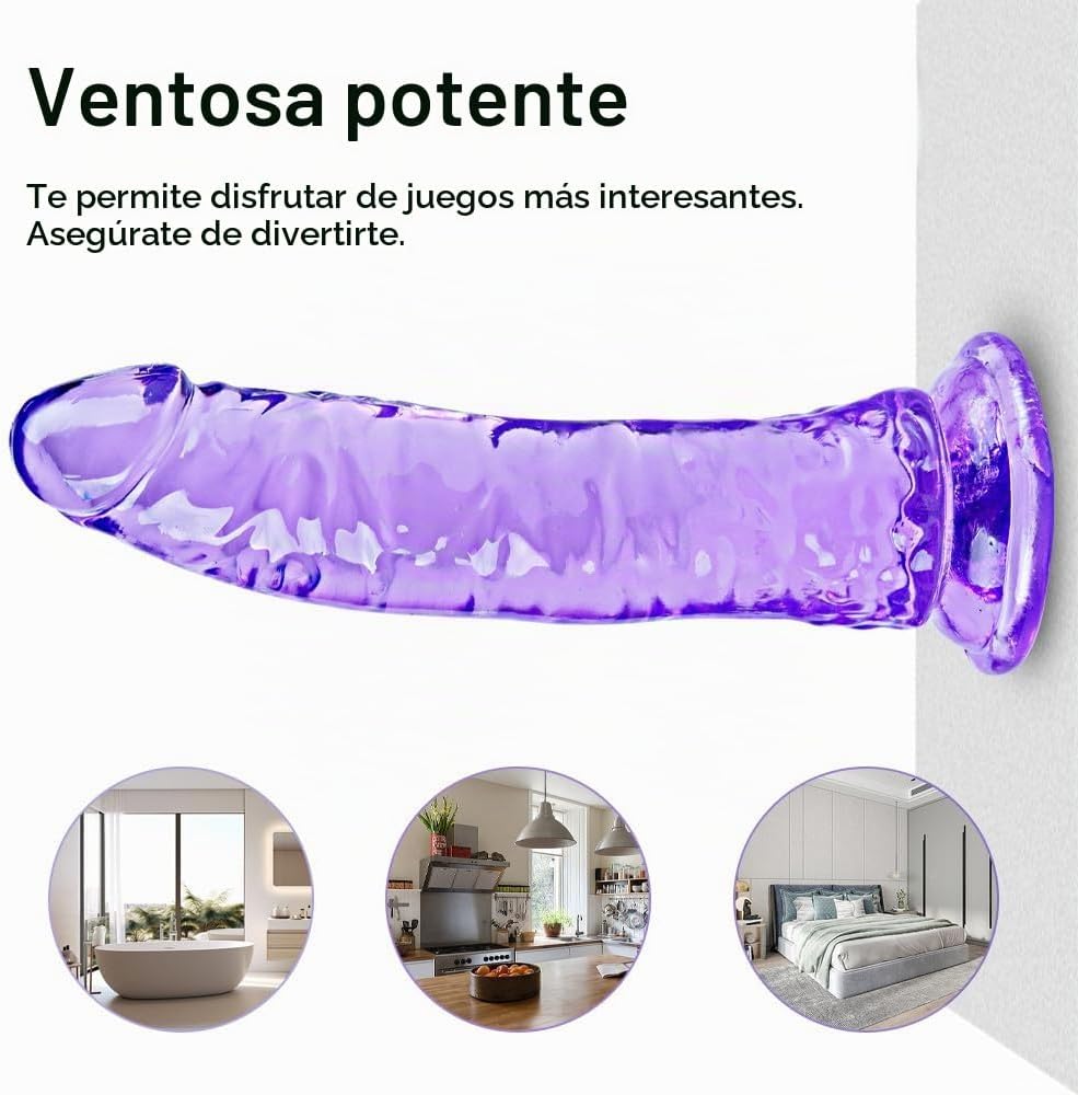 Juego de consolador realista morado (9.6\/7.4\/6.4 pulgadas), conso...