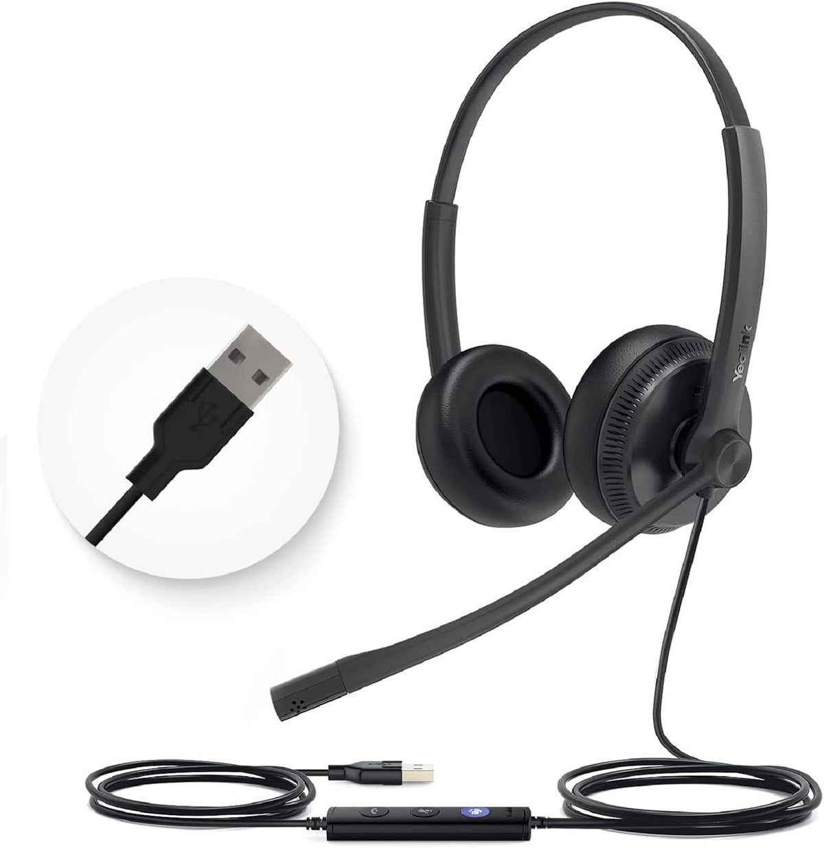 Auriculares USB Yealink UH34 con micrófono, auriculares estéreo con...
