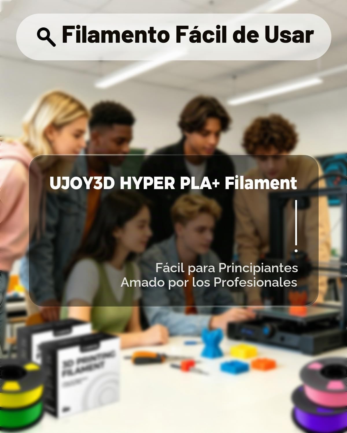 UJOY3D Paquete de 8 hilos Hyper PLA+ para impresora 3D, filamento m...
