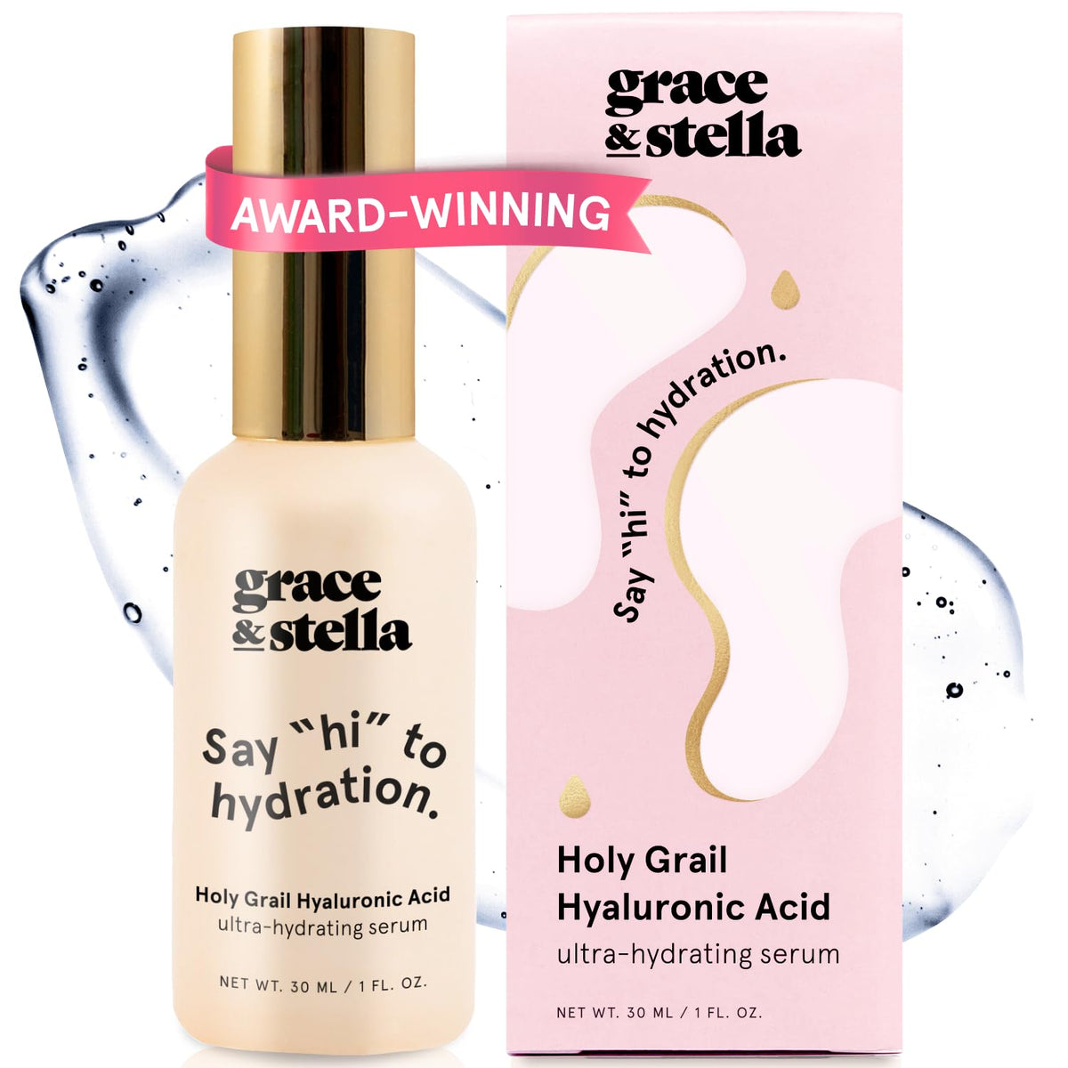 grace &amp; stella Suero de Ácido Hialurónico Premiado (30ml\/1 fl...