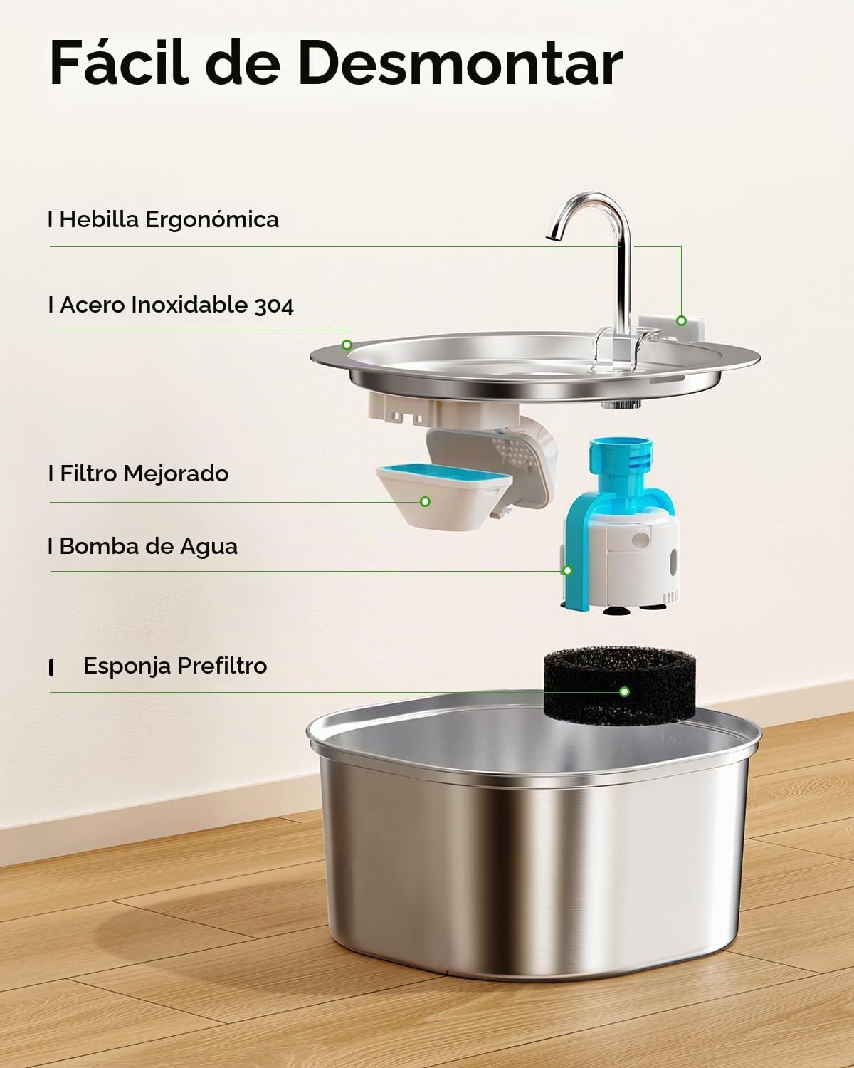 PEKTACO Fuente de agua para gatos, fuente de agua para mascotas de...