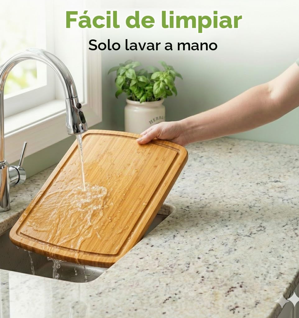 GREENER CHEF Tabla de cortar de bambú extragrande de 18 pulgadas co...