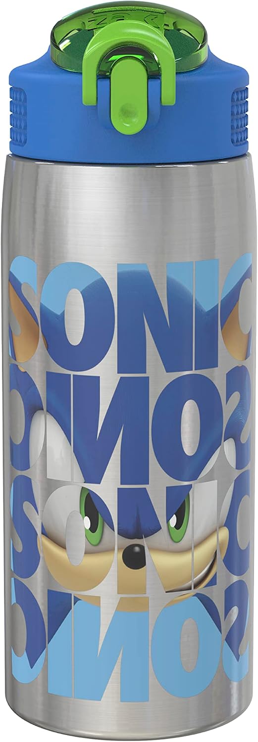 Zak Designs Sonic the Hedgehog - Botella de agua para viajes y en c...