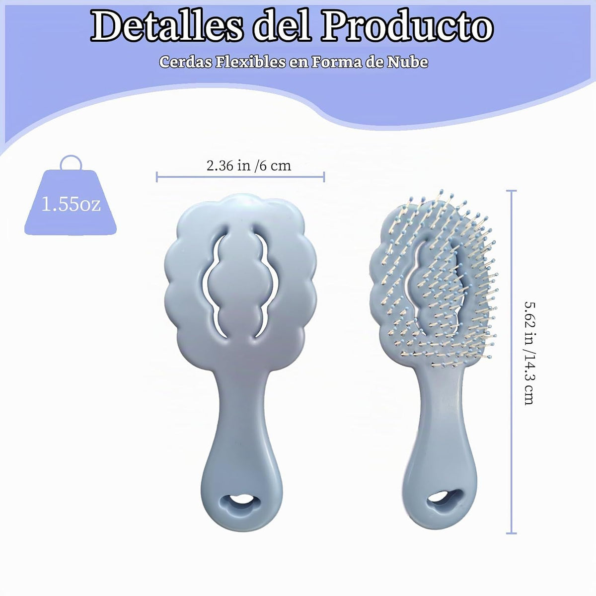 Cepillo de cerdas suaves en forma de nube para perros pequeños, dis...