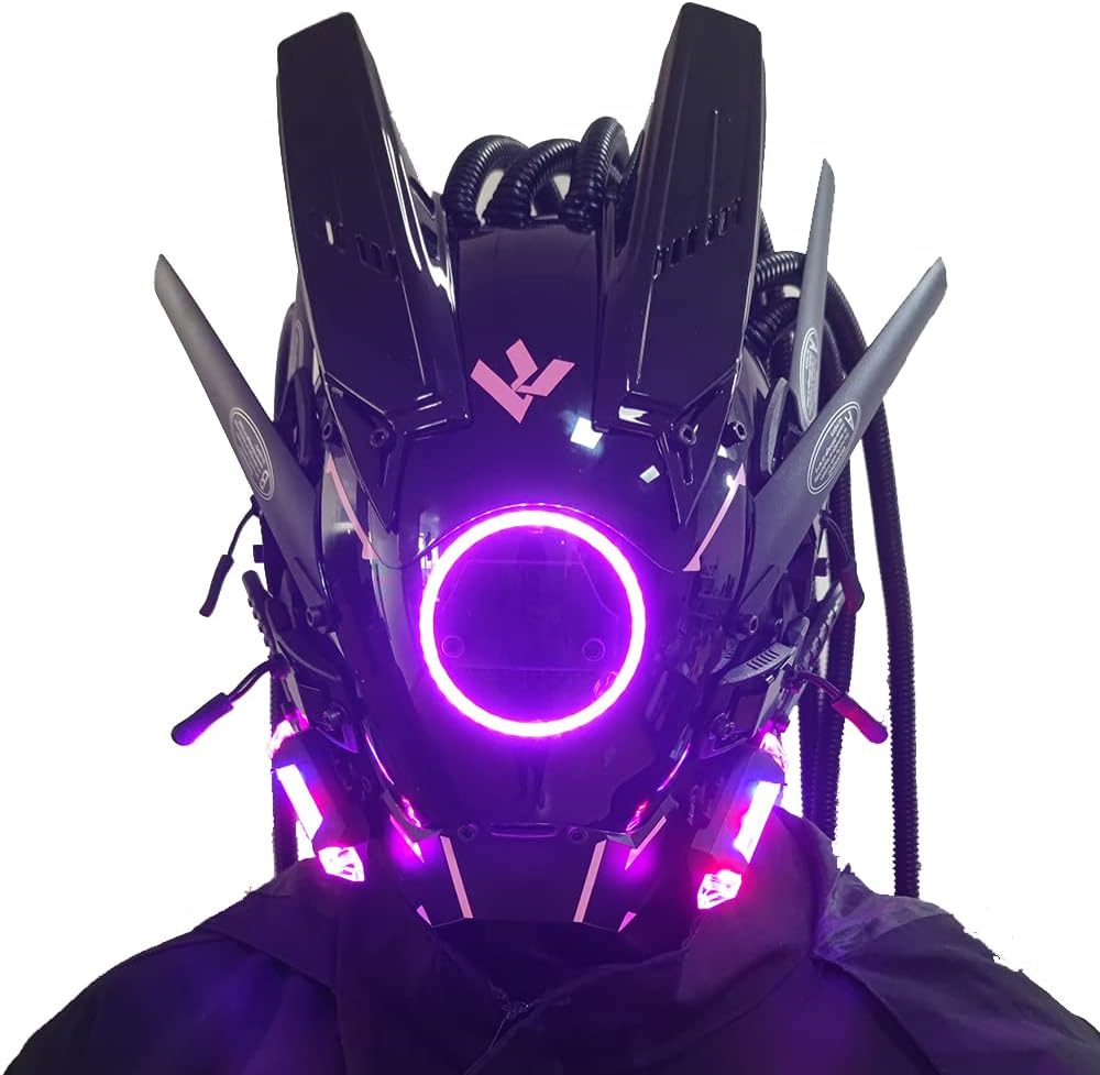 KYEDAY Máscara punk cosplay para hombres, luz redonda con trenzas m...