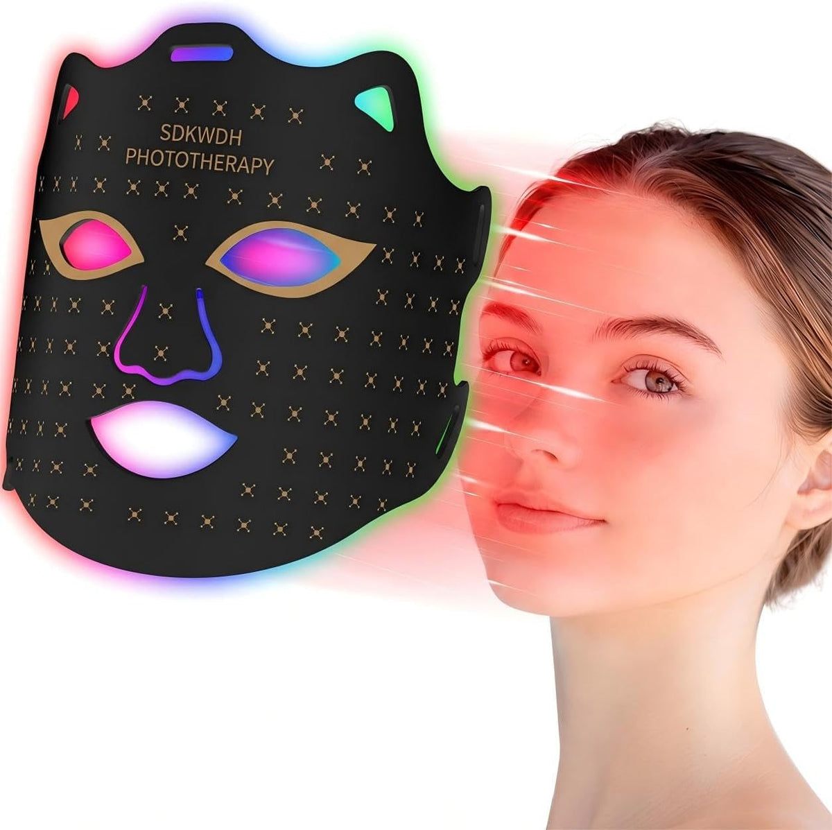 SDKWDH Terapia de luz roja para la cara, máscara de 850nm NIR | Aju...