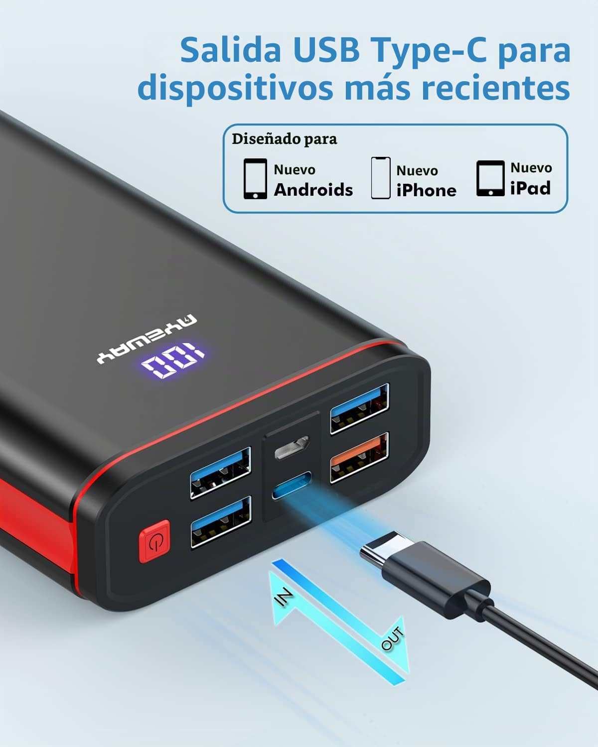 Ayeway Batería de carga rápida Cargador portátil de 26800 mAh con 5...