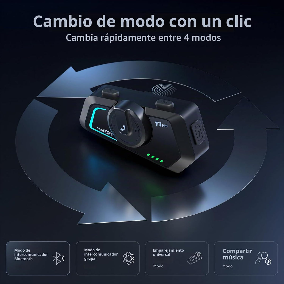 Fodsports T1 PRO Intercomunicador para motocicleta V5.4 con interca...