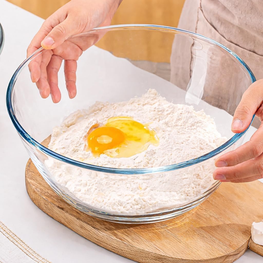 Tazón grande de vidrio para hacer pan de masa madre de 6 cuartos de...
