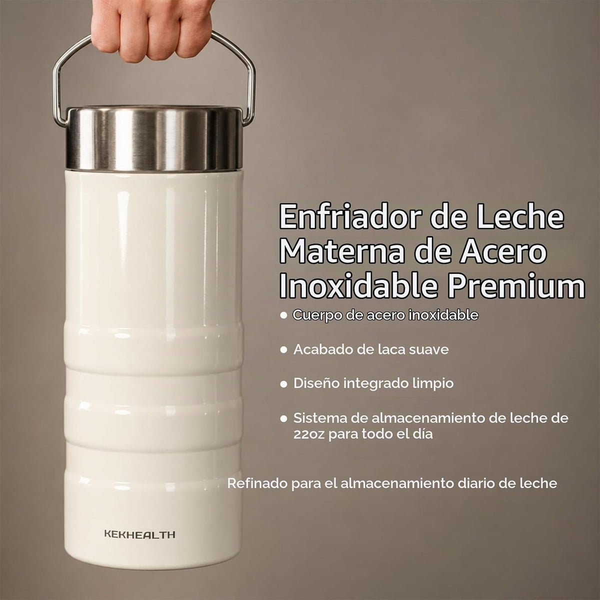 KEKHEALTH Enfriador de leche materna de acero inoxidable de 22 onza...