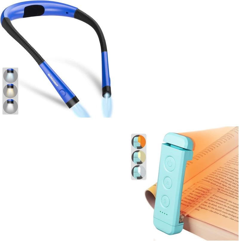 Glocusent Luz de libro, luz de cuello flexible, luz de libro para l...