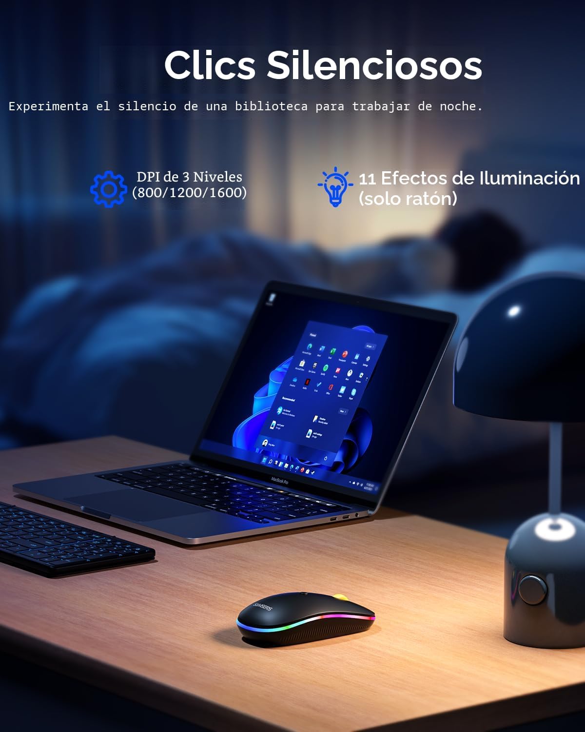 Samsers Teclado y ratón plegables, combo de teclado y ratón Bluetoo...