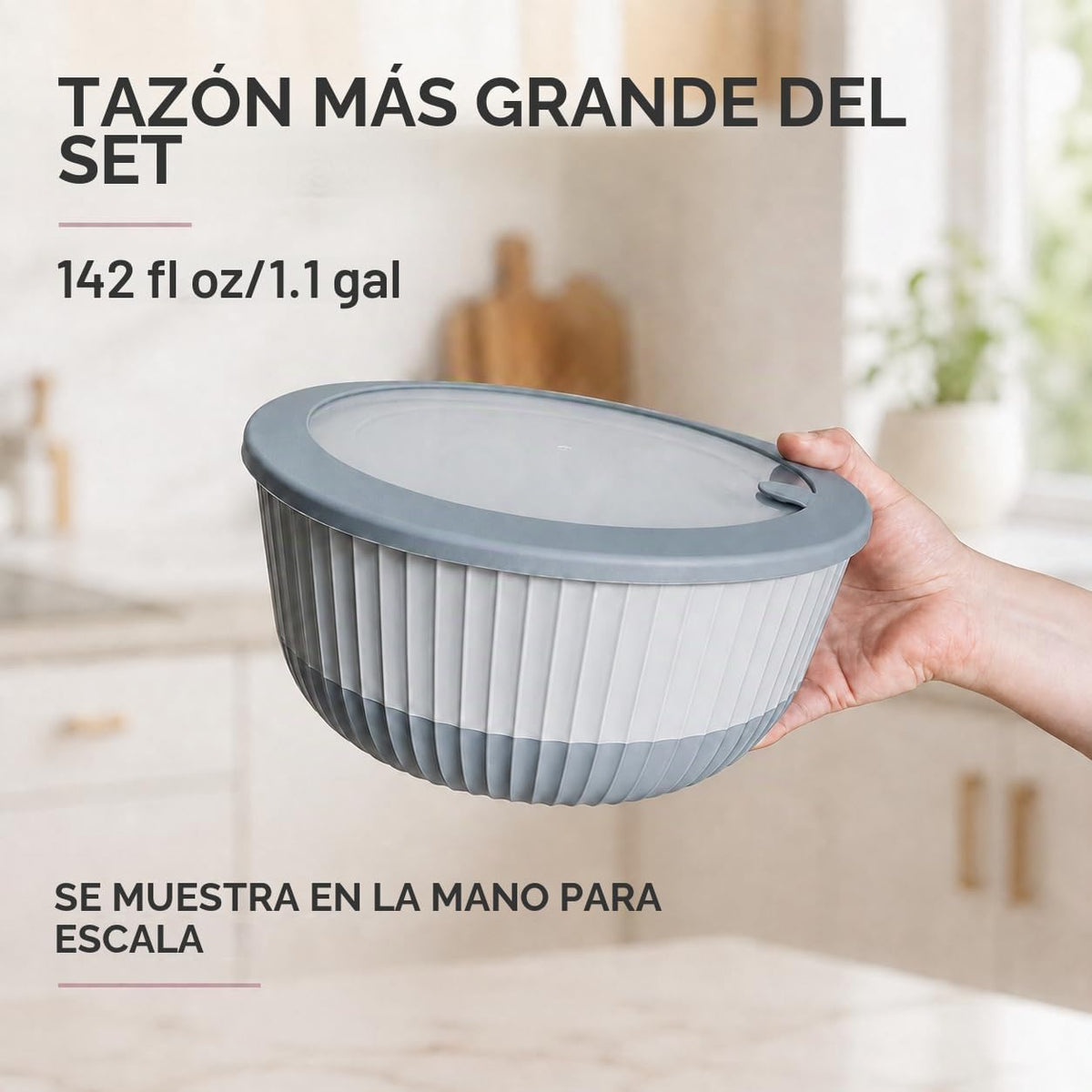 Cuencos de plástico con tapas, juego de 8 cuencos herméticos a prue...