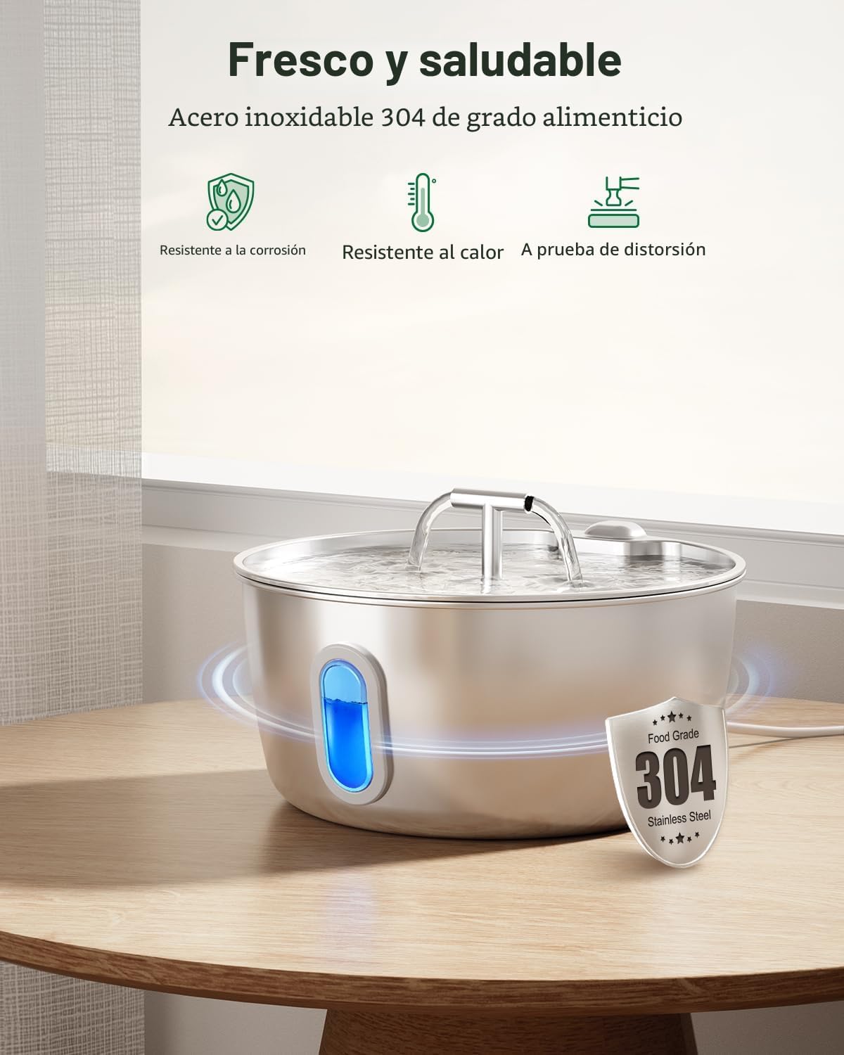 Fuente de agua para gatos de acero inoxidable, fuente de agua para...