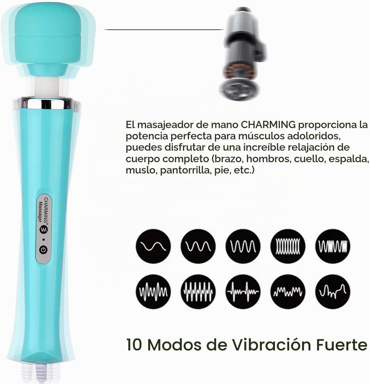 CHARMING Masajeador de Mano con Cable Potente para la Espalda con 1...