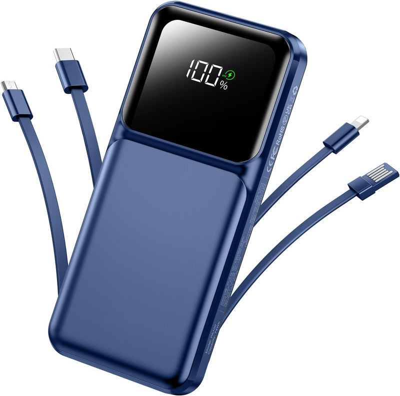 Cargador portátil con cable incorporado 10000mah USB C Power Bank B...