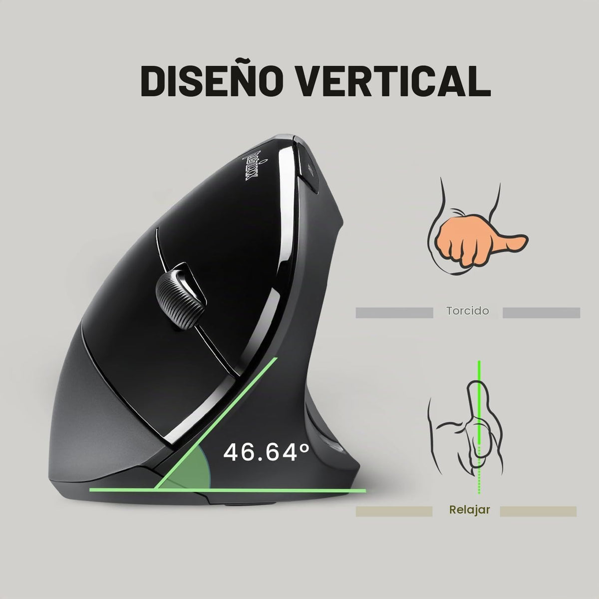 Perixx PERIMICE-713 Ratón vertical ergonómico inalámbrico - 800\/12...