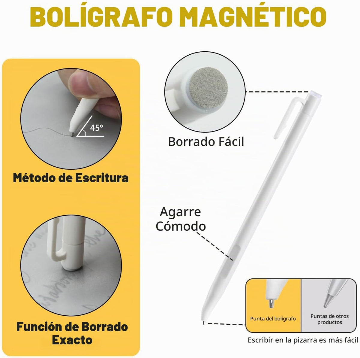 Cobers Bloc de notas portátil con bolígrafo magnético y borrador pa...