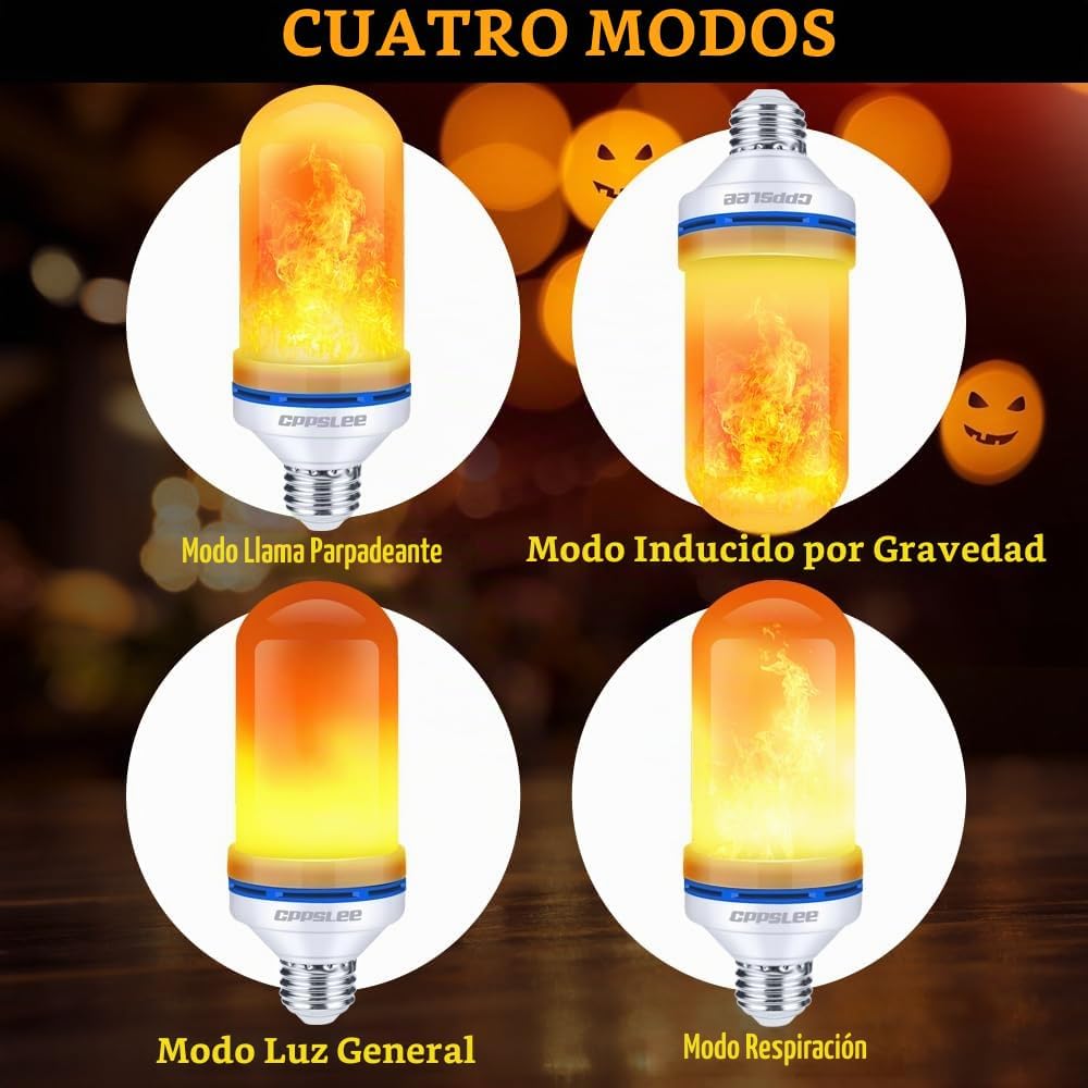 CPPSLEE Bombillas LED de llama mejoradas, 4 modos de luz parpadeant...