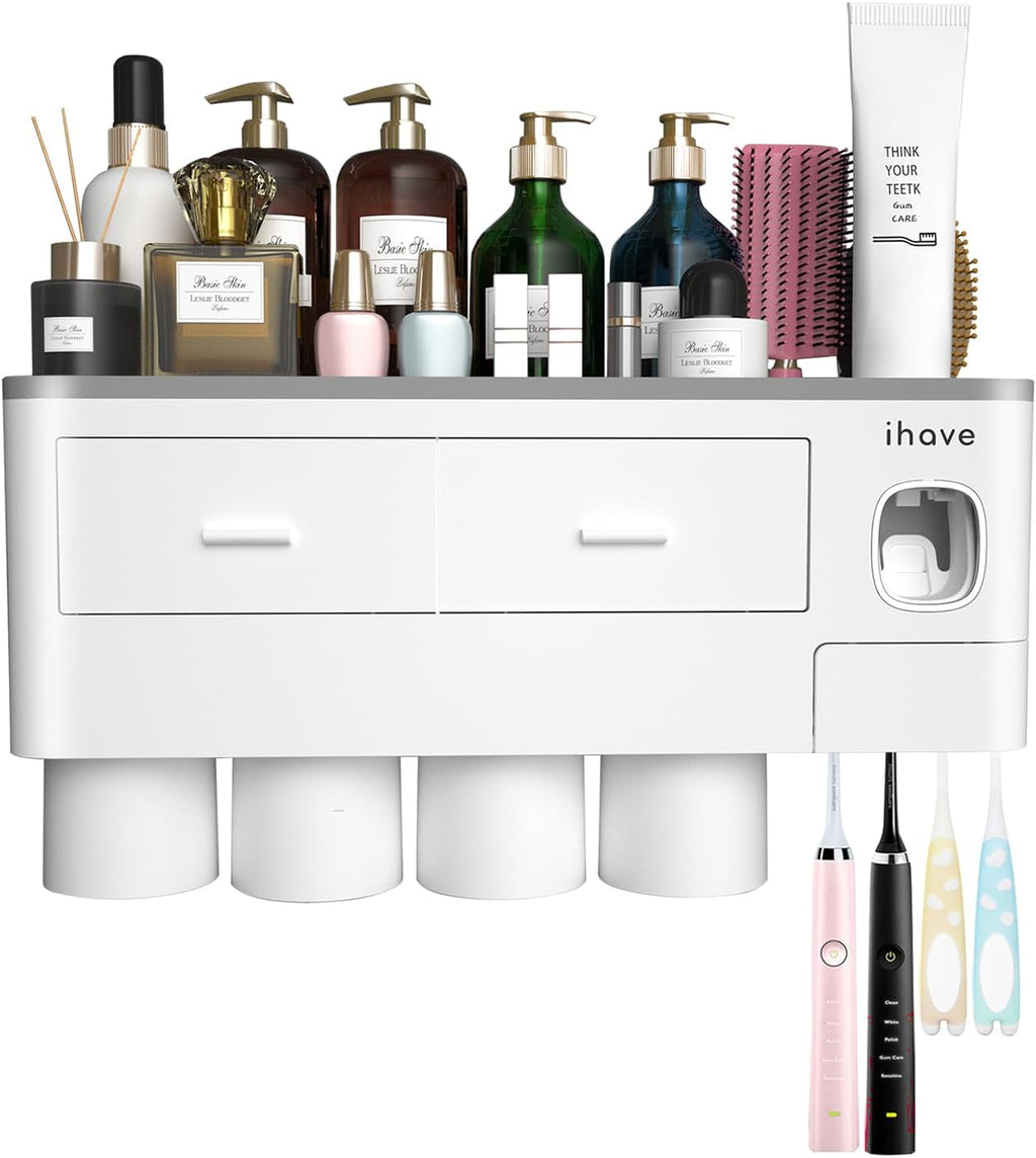 iHave Soportes para cepillos de dientes montados en la pared con |...