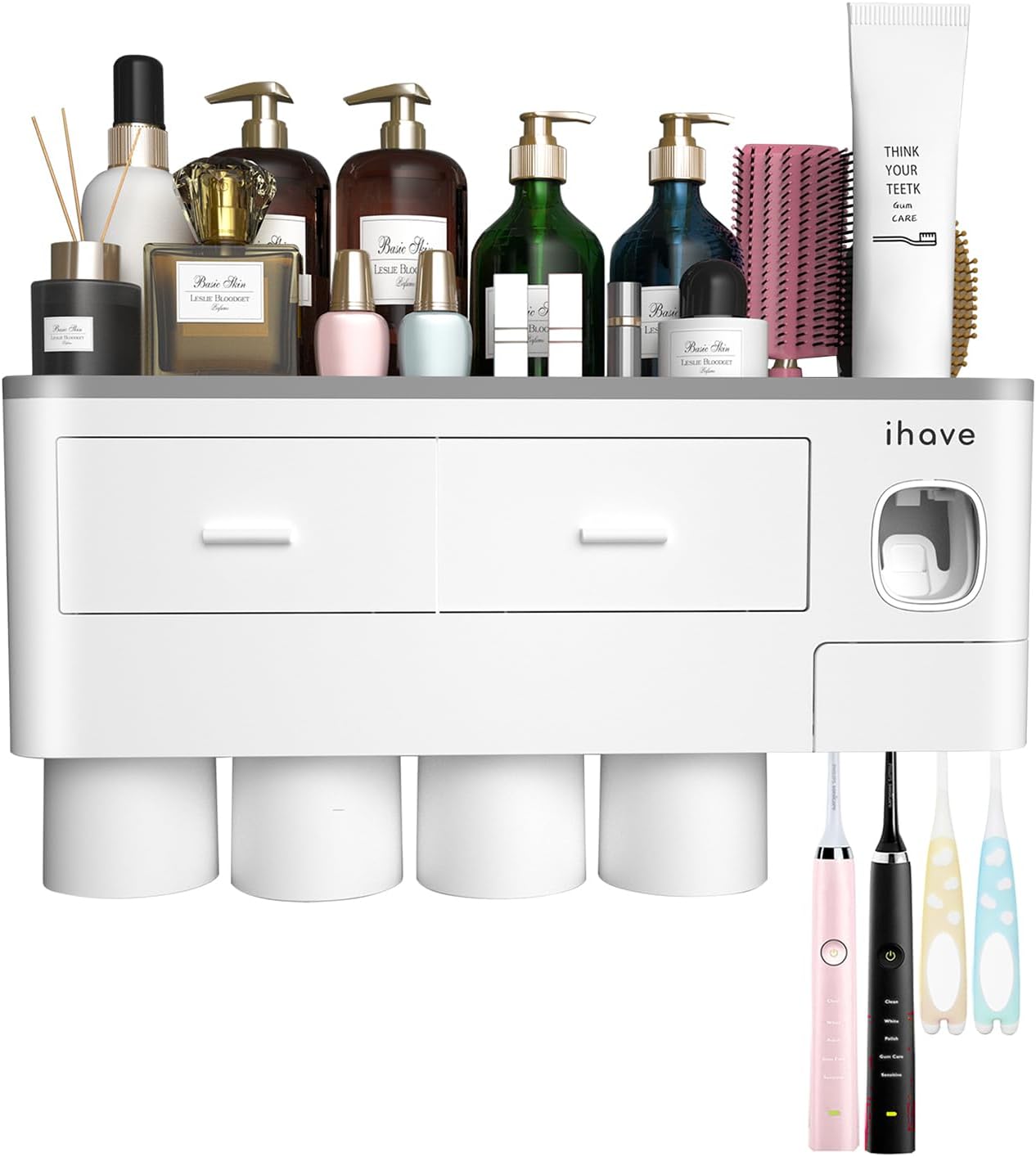 iHave Soportes para cepillos de dientes montados en la pared con |...