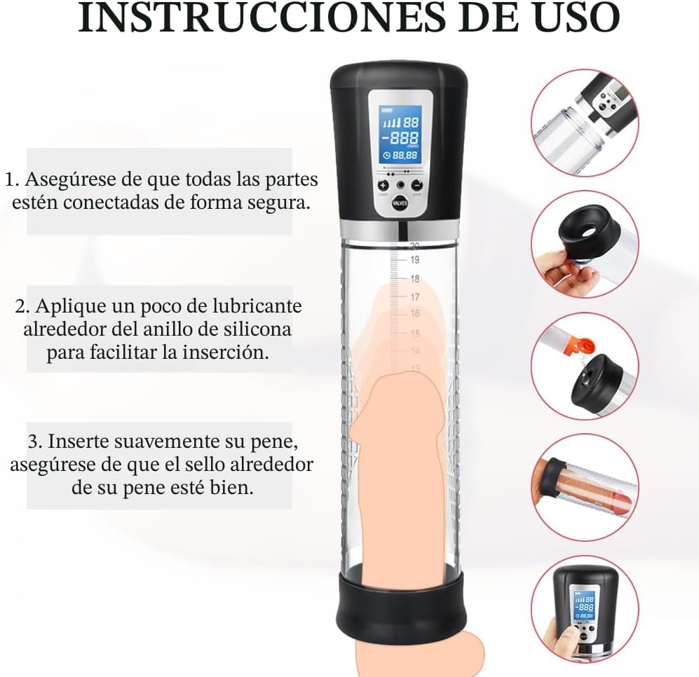 Adorime - Bomba eléctrica para agrandar el pene, con 4 intensidades...