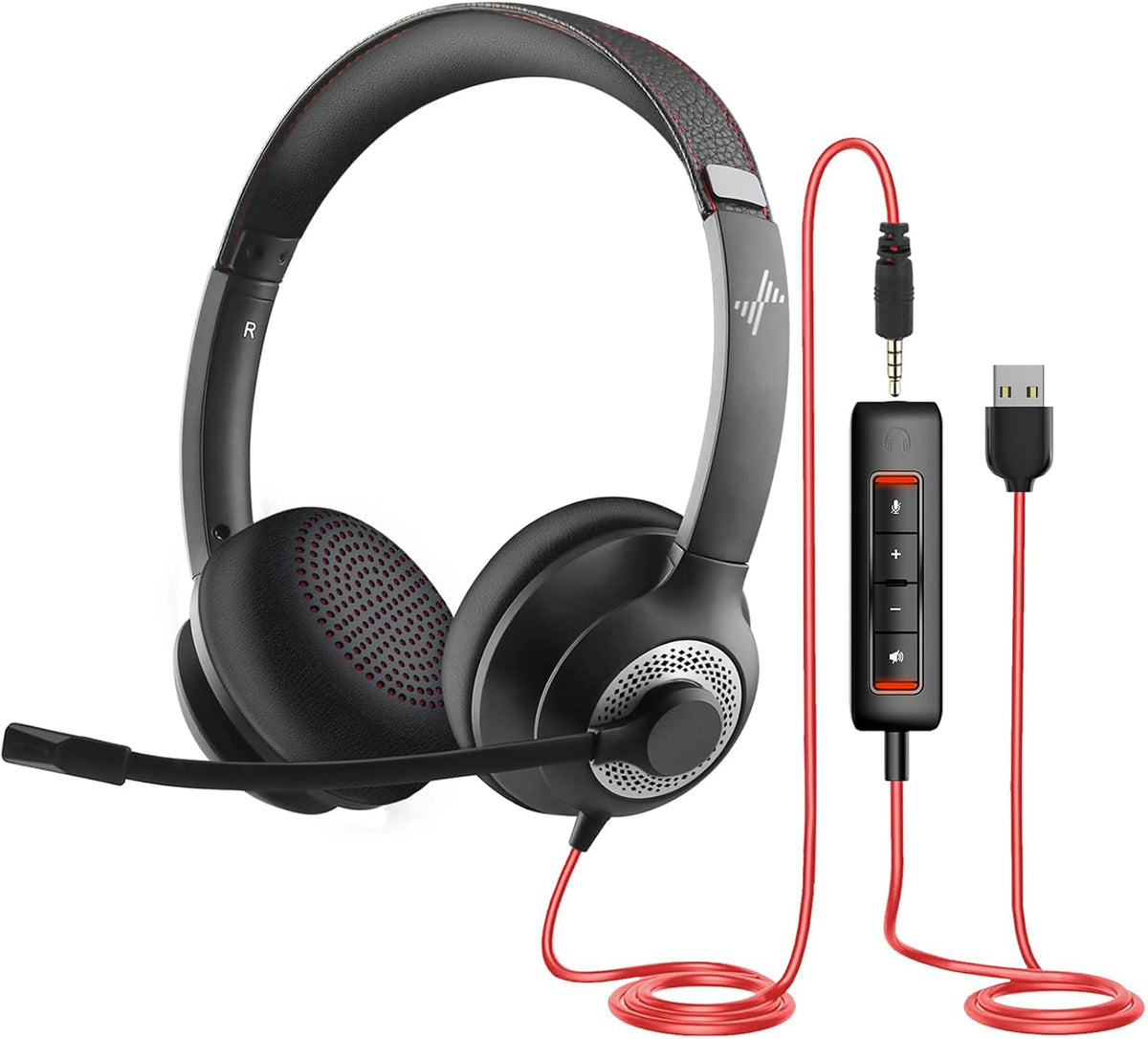 JIAMQISHI Auriculares USB con micrófono para PC, auriculares para c...