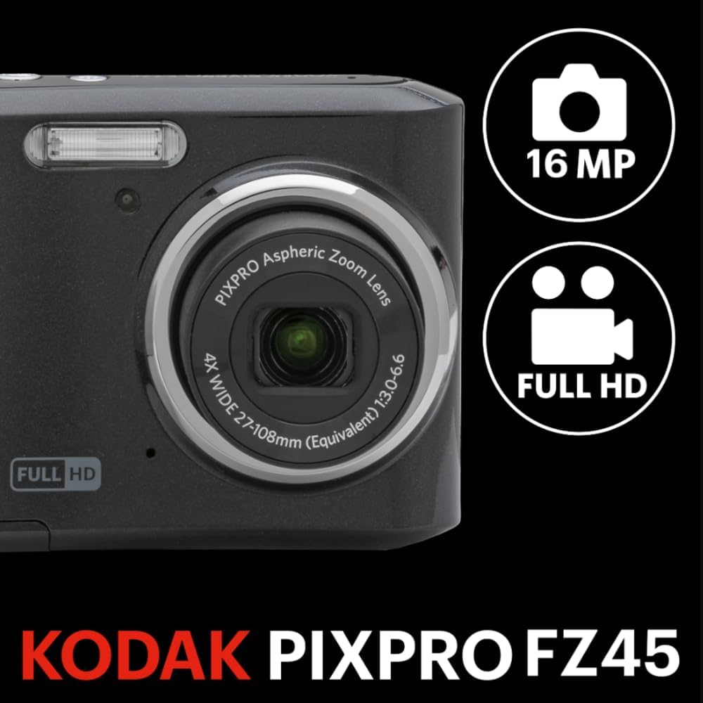 KODAK PIXPRO FZ45 - Cámara digital compacta de 16 MP, zoom óptico 4...