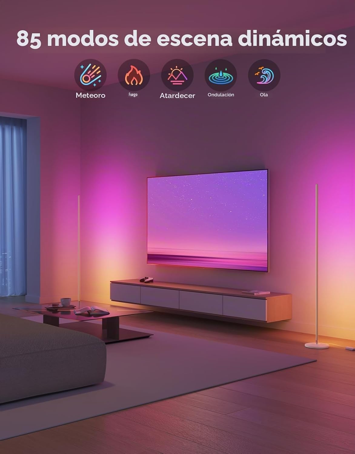 Govee RGBIC - Lámpara de pie básica, 1000lm LED, color champán | Fu...