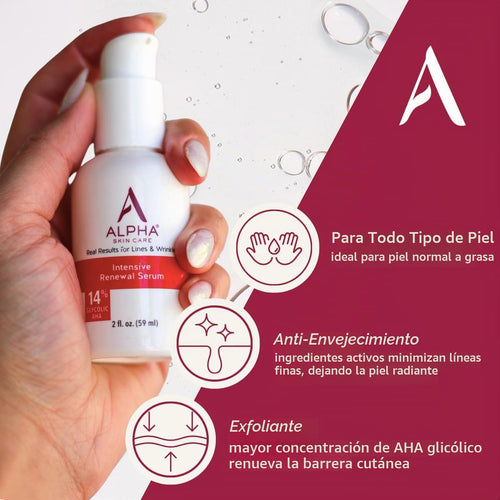 Alpha Suero renovador para el cuidado de la piel, 14% AHA glicólico...
