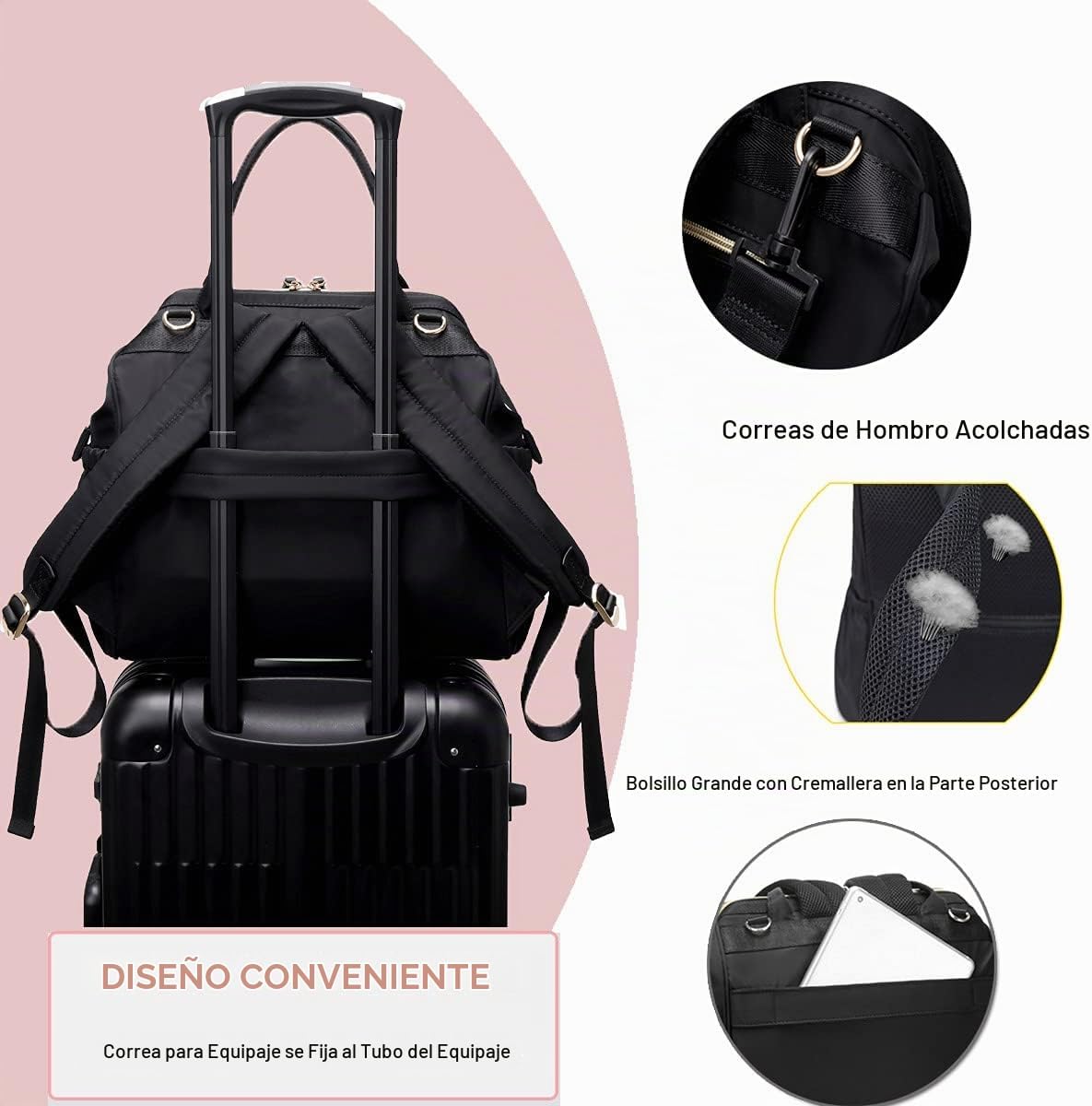 LORADI Bolsa de pañales convertible, parte superior abierta de 14 b...