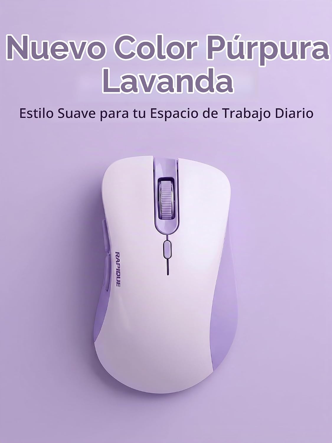 RAPIQUE Ratón inalámbrico Bluetooth, Bluetooth dual y 2.4 GHz, mora...