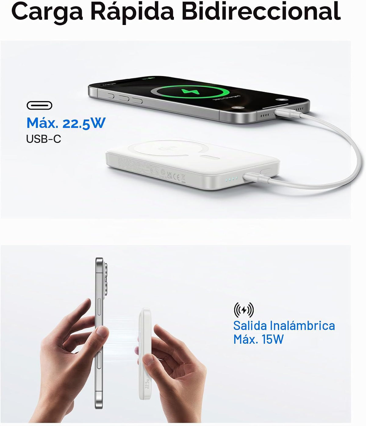 Baseus para cargador portátil MagSafe, banco de energía magnético i...