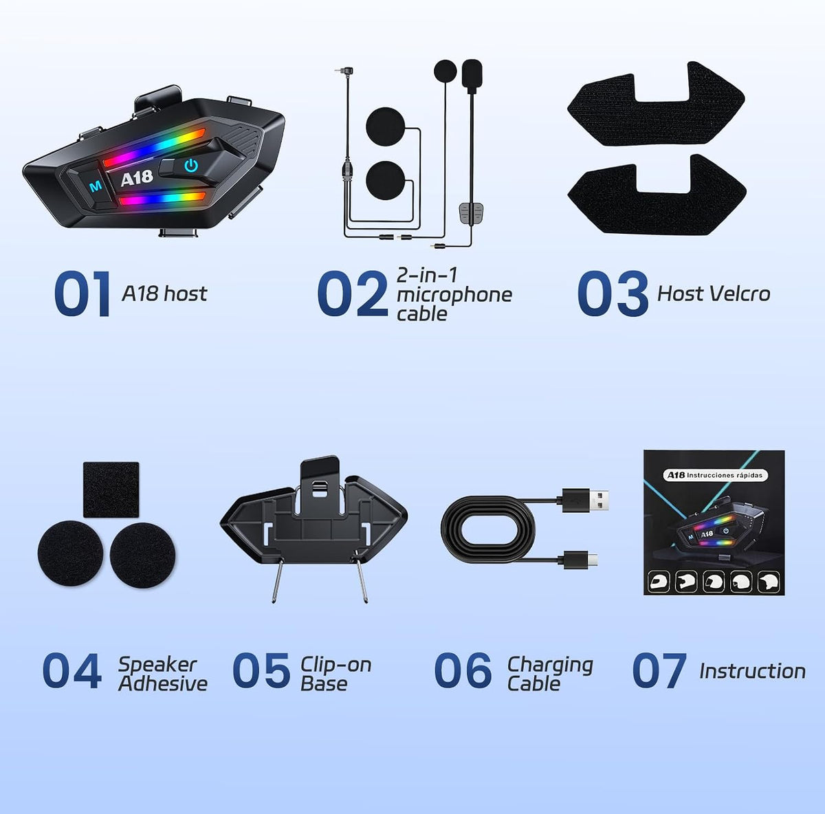 AURISOM Auriculares Bluetooth para casco de motocicleta con 2 tipos...