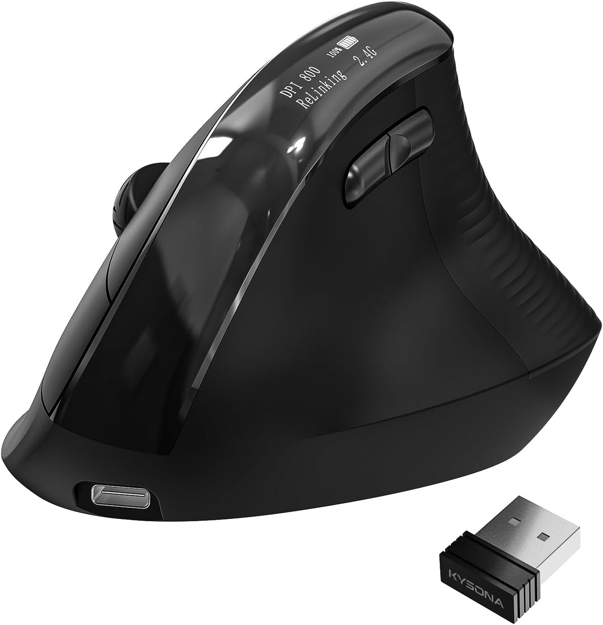 JKEAST Ratón ergonómico inalámbrico con pantalla, mouse vertical Bl...