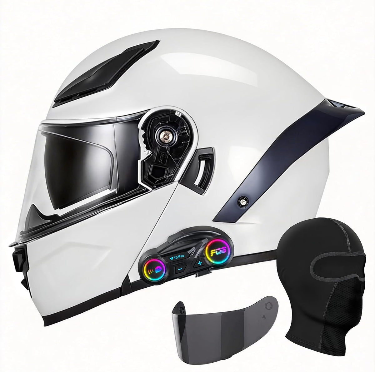 Pvxruioz Casco modular de motocicleta con Bluetooth, DOT | Casco de...
