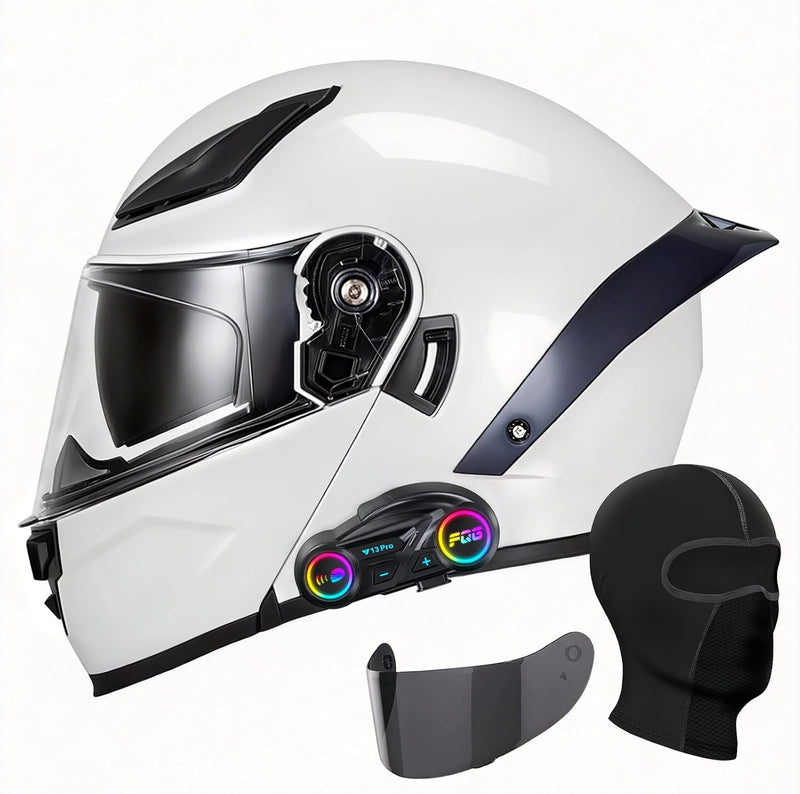 Pvxruioz Casco modular de motocicleta con Bluetooth, DOT | Casco de...