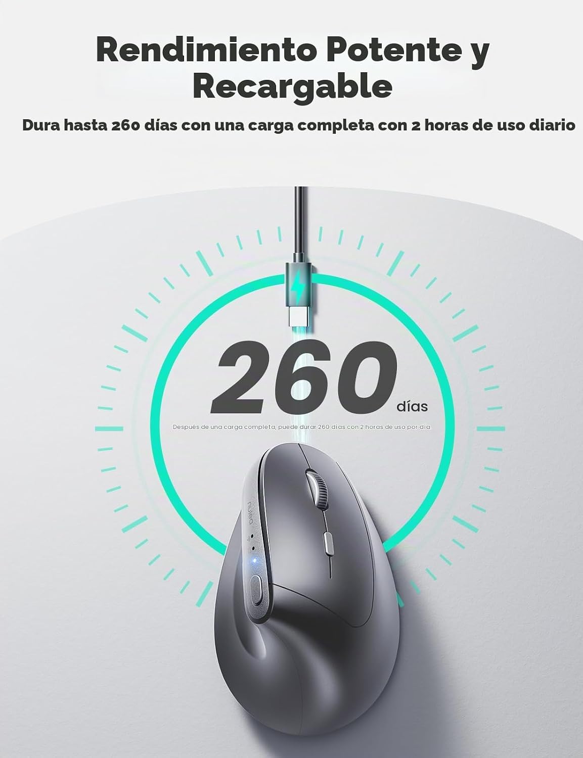 Nulea MD280 - Ratón inalámbrico vertical ergonómico, Bluetooth y mo...
