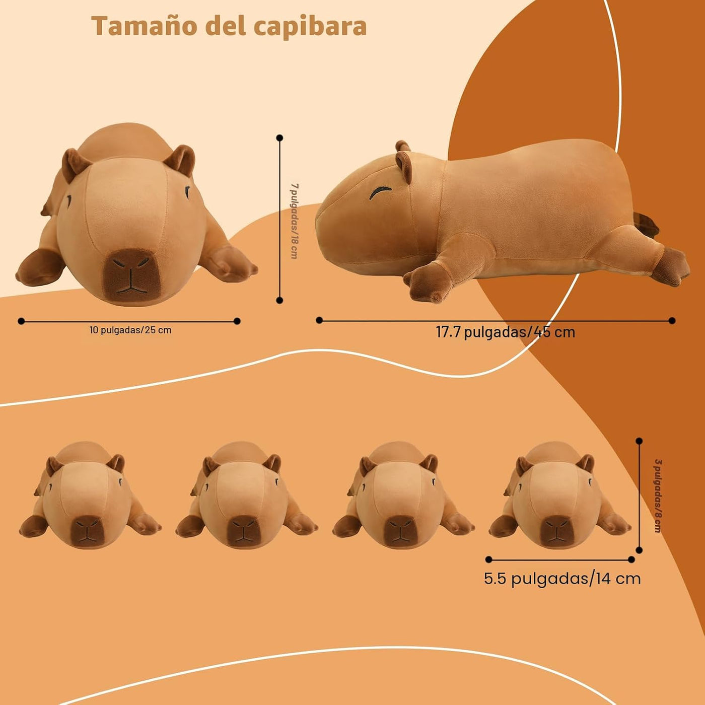 TOYSYM Capybara - Bonita almohada de peluche de Capybara con 4 pelu...