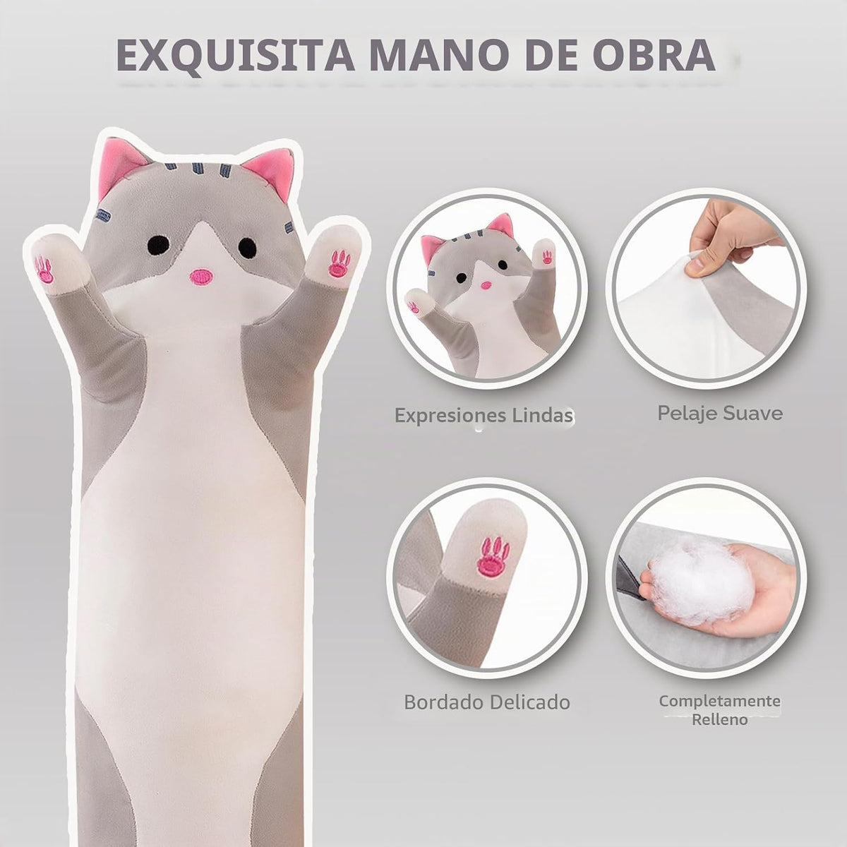 Shangman - Adorable almohada de peluche con diseño de gato de caric...